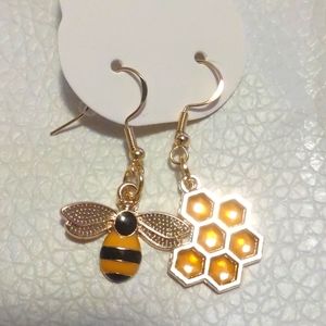 Bumblebee Honeycomb Earrings
